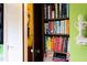View of a built-in bookshelf with lots of books at 1603 Hermitage Ct, Durham, NC 27707