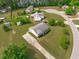Aerial view of a home with a long driveway, mature trees, and a well-maintained lawn at 205 Twin Oaks Dr, Angier, NC 27501