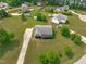 Beautiful aerial view of a charming home with lush landscaping, a long driveway, and verdant surroundings at 205 Twin Oaks Dr, Angier, NC 27501