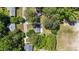 Aerial shot of a home nestled among mature trees in a well-established neighborhood at 207 N Aiken St, Fuquay Varina, NC 27526