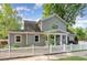 Charming two-story home with gray siding, white trim, and a welcoming front porch and a nice white picket fence at 219 Northwood Cir, Durham, NC 27701