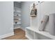 Stylish mudroom with built-in storage, and a welcoming bench at 2325 Sheffield Rd # 102, Raleigh, NC 27610