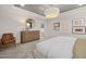 Serene main bedroom boasts soft carpet, tray ceilings, and natural light creating a calming retreat at 3233 Pelican Ln, Durham, NC 27703