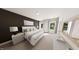Serene main bedroom with a dark accent wall and large windows with natural light at 334 Beacon Dr, Pittsboro, NC 27312