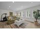 Bright living room with large windows, comfortable seating, and a vibrant rug at 3915 Nottaway Rd, Durham, NC 27707