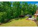 Beautiful backyard with lush greenery, patio area, privacy fence, and space for outdoor entertaining at 83 Vandalia Ave, Chapel Hill, NC 27516