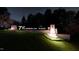 Magnolia Park entrance sign illuminated at night, with manicured landscaping and elegant lighting at 103 Vulcan St, Garner, NC 27529