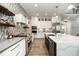 Modern kitchen with stainless steel appliances, a center island, and white cabinetry at 1112 Valley Rose Way, Durham, NC 27712