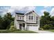 Charming two-story home featuring gray siding, a covered front porch, and an attached two-car garage at 120 Vulcan St, Garner, NC 27529