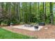 An inviting backyard with stone fire pit and seating area, perfect for outdoor entertaining at 120 Wood Lake Dr, Fuquay Varina, NC 27526