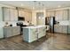 Modern kitchen featuring stainless steel appliances, gray cabinets, and a spacious center island with bar seating at 1240 Grenshaw Dr, Morrisville, NC 27560