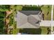 Aerial view showcasing the roof, landscaping, and surrounding neighborhood at 1632 Ferntree Ct, Morrisville, NC 27560