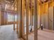 Interior framing in unfinished basement, showcasing structure and layout of new home at 1824 Amberly Ledge Way, Cary, NC 27519