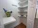 Organized pantry with shelving provides ample storage at 1846 Forest Wood Rd, Rocky Mount, NC 27804