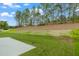 The backyard features a new lawn, offering a view of a treeline at 2007 Seford Dr, Durham, NC 27703