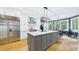 Modern kitchen featuring a large island, stainless steel appliances, and stylish white cabinetry at 201 Johnstone Ct Ct, Durham, NC 27712