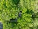 Aerial view showcasing a home nestled within a dense forest, offering privacy and a serene natural setting at 205 Glenview Pl, Chapel Hill, NC 27514