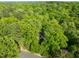 Aerial view of a lush, green forest surrounding a secluded home, showcasing the property's peaceful and private location at 205 Glenview Pl, Chapel Hill, NC 27514