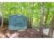 Storage shed surrounded by lush greenery and trees at 210 Needle Park Dr, Cary, NC 27513