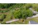 Scenic aerial view of a lush property with mature trees and a long driveway at 2102 Courtland Dr, Sanford, NC 27330