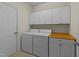 A dedicated laundry room, equipped with washer, dryer and built-in cabinets for storage at 3212 Imperial Oaks Dr, Raleigh, NC 27614