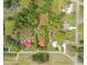 Aerial view of the property highlighting the land and building placements at 429 N Asheboro St, Liberty, NC 27298