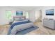 Cozy bedroom with a large bed, soft blue bedding, and natural light from two windows at 6000 Tenter Banks Sq, Raleigh, NC 27609