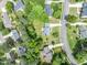 Overhead view of a house with a long drive, lush yard, and proximity to neighborhood amenities at 7209 Halstead Ln, Raleigh, NC 27613