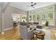 Spacious living room with hardwood floors, large windows, and an open concept layout at 107 Oxford Creek Rd, Cary, NC 27519