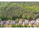 Aerial view of upscale homes surrounded by lush trees, offering privacy and natural beauty at 112 Aspenridge Dr, Holly Springs, NC 27540