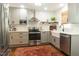 Updated kitchen with stainless steel appliances, white subway tile, and a farmhouse sink at 112 E Edgewood Dr, Durham, NC 27704