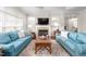 Inviting living room with matching sofas, a fireplace, and natural light at 122 Tall Timber Dr, Gibsonville, NC 27249