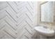 Chic powder room with decorative wood accent wall and modern vessel sink at 1238 Exchange Pl, Durham, NC 27713