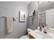 Clean bathroom with a vanity and shower featuring glass doors at 126 Star Thistle Ln, Cary, NC 27513