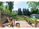 Enjoy outdoor space on the deck overlooking the fenced in yard with lush greenery at 1321 Bloomingdale Dr, Cary, NC 27511