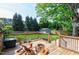 The backyard deck has lots of room for seating and enjoying the outdoor space at 1321 Bloomingdale Dr, Cary, NC 27511