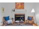 Cozy fireplace with mantel, flanked by chairs, providing a warm and inviting space at 1402 W Lakewood Ave, Durham, NC 27707