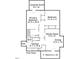 Layout of the home's first floor, featuring a primary bedroom, kitchen, Gathering room and dining area at 1402 W Lakewood Ave, Durham, NC 27707
