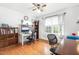 Bright office with natural light, hardwood floors, built-in shelving, and dedicated workspace at 149 Baldwin Dr, Durham, NC 27712