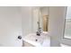 Bathroom with single sink and vinyl floors at 1622 Julian Oakley Rd, Rougemont, NC 27572