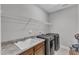 Well-equipped laundry room with modern washer and dryer units plus a convenient utility sink at 1811 Sandoval Dr, Durham, NC 27703