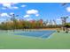 Well-maintained tennis courts featuring a vibrant blue surface, providing a premier recreational space at 1811 Sandoval Dr, Durham, NC 27703