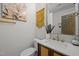 Modern bathroom features new plumbing fixtures, toilet, vanity, and a mirror at 1820 Collier Rd, Durham, NC 27707