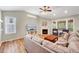 Cozy living room with fireplace, large windows, and comfortable seating at 2639 Oleander Dr, Durham, NC 27703