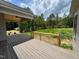 Inviting back deck with wood railings, offering a serene view of the surrounding greenery at 27 Batten Hill Ln, Selma, NC 27576