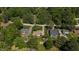Aerial view of multiple homes with well-maintained lawns and surrounding greenery in a quiet neighborhood at 2715 Freemont Rd, Durham, NC 27705