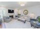 Bright living room with a fireplace, comfortable seating, and large windows at 2715 Freemont Rd, Durham, NC 27705