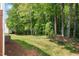 Green backyard space with mature shade trees creating a peaceful outdoor living at 4540 Mistiflower Dr, Raleigh, NC 27606