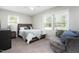 Bedroom featuring carpet, a lounge chair, and multiple windows letting in natural light at 4908 Vallery Pl, Raleigh, NC 27604
