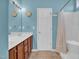 Cozy bathroom with double sinks, tub and shower at 503 Bellefont Ct, Knightdale, NC 27545